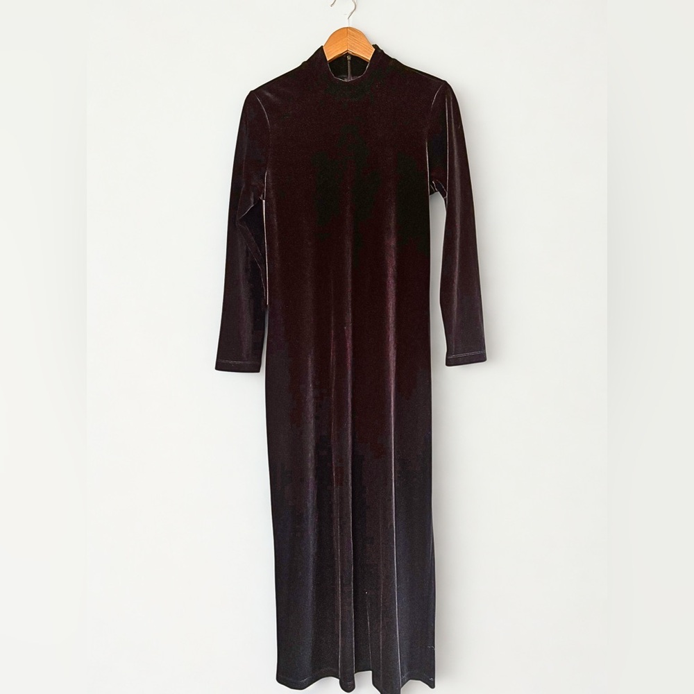 Vintage Carole Little Black Velvet Maxi Dress Women’s 10 Whimsigoth Witchy Dark